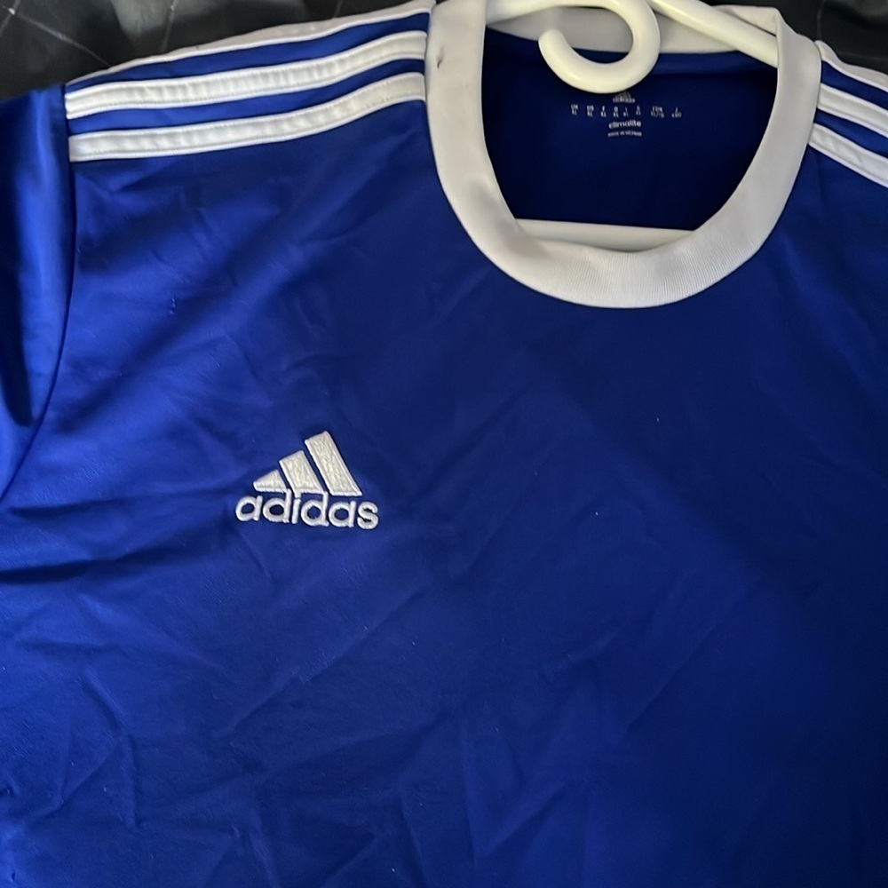Adidas Climalite Long Sleeve Soccer Jersey Blue White XL - Picture 4 of 4
